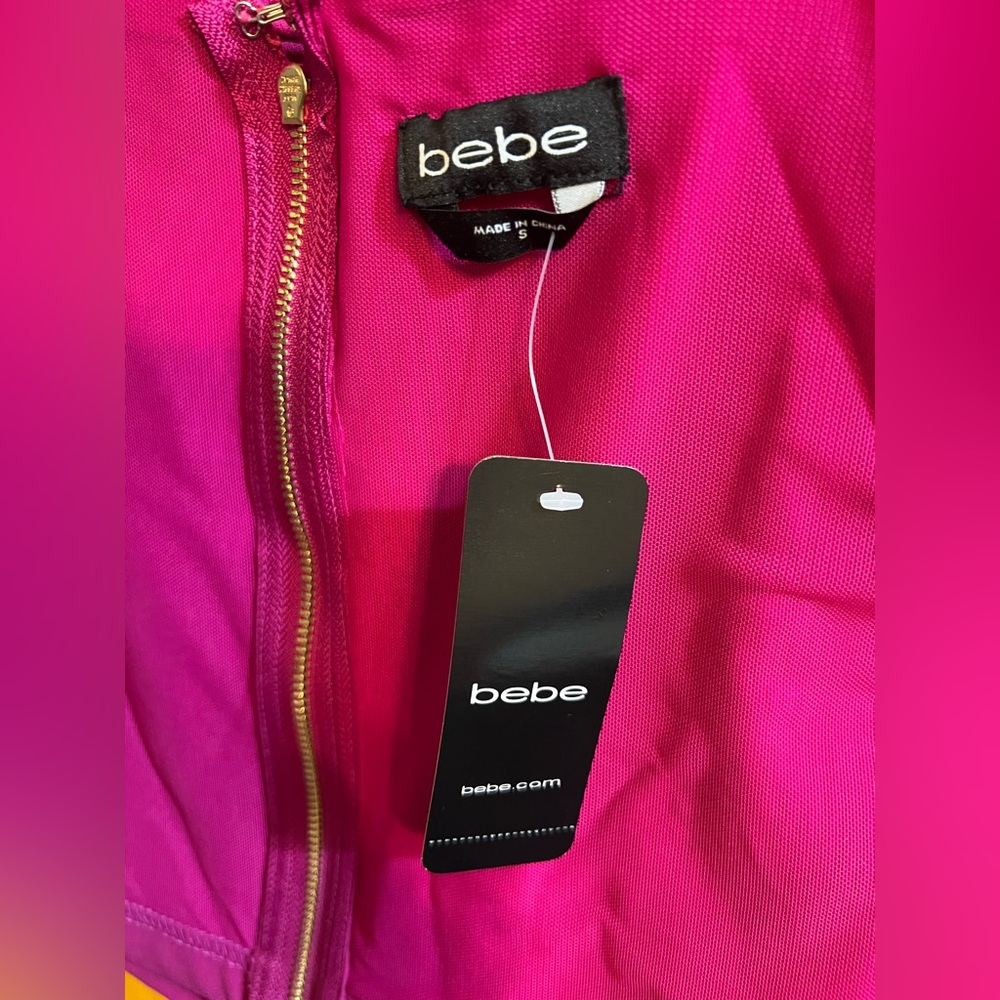 Bebe Sexy Cutout Hot Pink Orchid Fuchsia Top - Picture 3 of 7